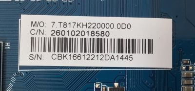MAIN PARA TV WESTINGHOUSE / NUMERO DE PARTE 260102018580 / CV817-KH / 7.T817KH220000.0D0 / 0405DD8D1374 / PANEL HK650WLEDM-SH8FH/ DISPLAY PT650GT01-2 / MODELO WR65UX4210 / WR65UT4212 - Imagen 3