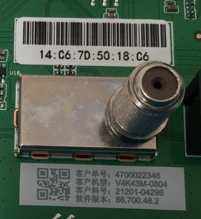 MAIN PARA TV VIZIO 4K·UHD·HDR ((SMART CAST)) / NUMERO DE PARTE 21201-04296 / MB-MT5586-A / 4700022346 / 86.7000.48.2 / 14C67D5018C6 / PANEL BOEI430WQ1 / DISPLAY HV430QUB-F70 / MODELO V4K43M-0804 / V4K43M-0804 LBVFT7HA - Imagen 3