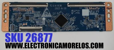 T-CON PARA TV ONN / NUMERO DE PARTE TC-U-A-0136 / 17001173704 / 4K VB1 IN / 99Q31C9 / T007694 / PANEL C500Y19-5C / DISPLAY CV500U2-T01 REV:02 / MODELO 100133204 (50")