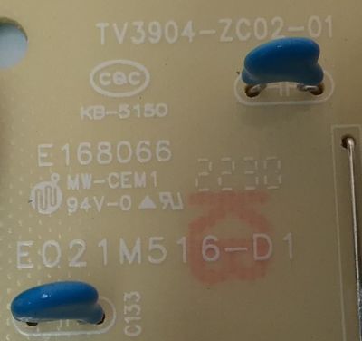 FUENTE DE PODER PARA TV ONN / NUMERO DE PARTE 514C3904M05 / TV3904-ZC02-01 / E02M516-D1 / 2130003983 / 20220804 / DISPLAY V430DJ1-Q01 REV.D2 / MODELO 100012584 (43") - Imagen 3