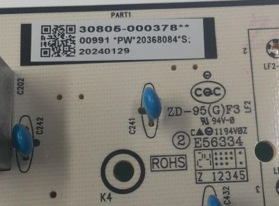 FUENTE DE PODER PARA TV TCL ORIGINAL / NUMERO DE PARTE 30805-000378 / 40-P30SWL-PWA1ZG / 11601-500116 / 20368084 / 20240129 / PANEL LVU650NDJL / DISPLAY ST6451D08-5 VER.2.1 / MODELO 65QM751G - Imagen 2