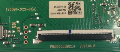 T-CON PARA TV ONN ORIGINAL / NUMERO DE PARTE 513C55B0M41 / TV55B0-ZC26-01(A) / 303C55B0231 / 20240311 / 2010131298 / M41/7836-05101 / PANEL ST4951D01-1 (V2.2) / DISPLAY ST4951D01-1 VER.2.2 / MODELO 100012585 50" - Imagen 2