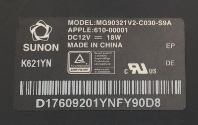 VENTILADOR PARA COMPUTADORA APPLE IMAC ORIGINAL / NUMERO DE PARTE MG90321V2-C030-S9A / 610-00001 / DC12V ⎓ 18W / K621YN / D17609201YNF Y90D8 / MODELO A1419 27 PULGADAS - Imagen 2
