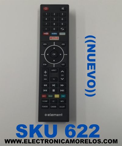 CONTROL REMOTO NUEVO PARA TV ELEMENT ORIGINAL SMART TV / NUMERO DE PARTE  ELST3216H / ELST5016S / E2SW5018 / E4SFT5017 / E4STA5017 / ELSJ5017 / ELSW3917BF / E4STA501