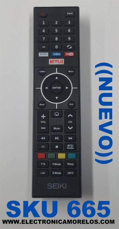 CONTROL REMOTO NUEVO PARA TV SEIKI ORIGINAL / NUMERO DE PARTE WS-2258 / WS-2258(1) / UM-4 / IEC/R03
