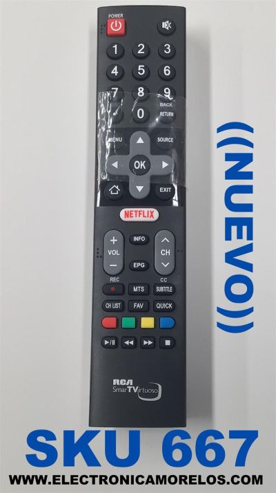 CONTROL REMOTO NUEVO PARA TV RCA ORIGINAL SMART TV VIRTUOSO / NUMERO DE PARTE HOF18I097GPD7 / 180912 / 01233 / HOF-44M 1.1 / R03.1.5VX2 / MODELO RNSMU5836