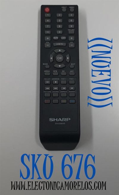CONTROL REMOTO ORIGINAL NUEVO PARA TV SHARP / NUMERO DE PARTE EN-83804S / SS208306 / EN83804S / XHY20180927 / 339 XHY-3B / MODELOS LC32Q3170U / LC-32Q3170U / LC40Q3000U / LC-40Q3000U / LC43Q3000U / LC-43Q3000U / LC-40Q307U / LC-65Q6020U / LC40P3000U 