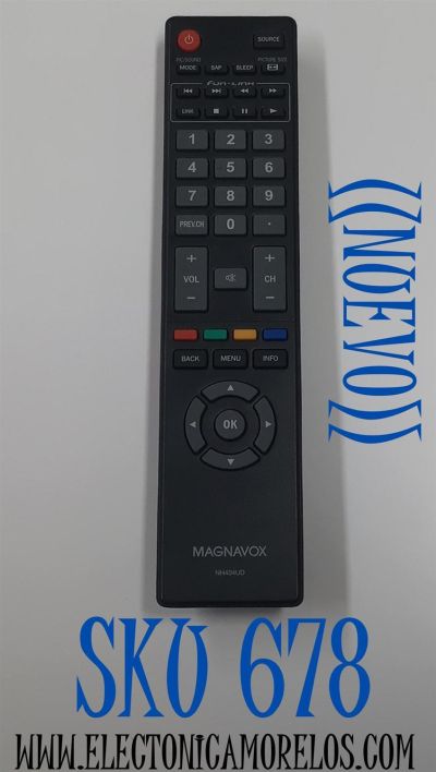 CONTROL REMOTO ORIGINAL NUEVO PARA TV MAGNAVOX / NUMERO DE PARTE NH404UD / NH404UD T5-2A / IEC R03 / MODELOS 43ME345V/F7 / 32ME305V/F7 / 39MF412B/F7 / 50MF412B/F7 / 46ME313V/F7A / 55ME314V/F7 / 39ME313/F7A / 55ME345V/F7 / 55ME314V/F7 / 55ME345V/F7