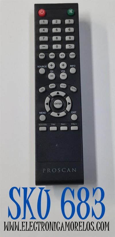 CONTROL REMOTO ORIGINAL PARA TV PROSCAN / NUMERO DE PARTE IEC R03 / UM-4 / IECR03