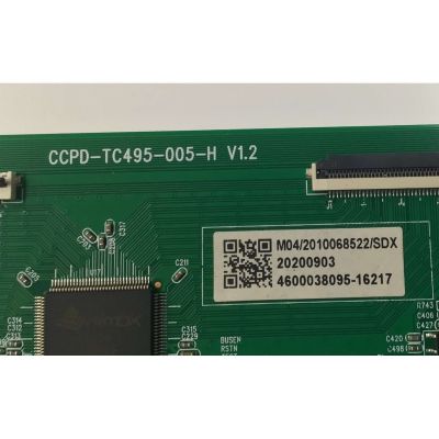 T-CON PARA TV JVC ORIGINAL / NUMERO DE PARTE 513C4951M04 / CCPD-TC495-005-H V1.2 / M04/2010068522/SDX / 20200903 / 4600038095-16217 / DISPLAY CC500PV1D VER.02 / MODELO LT-50MAW595 - Imagen 2