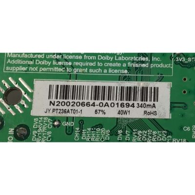 MAIN FUENTE COMBO  PARA TV WESTINGHOUSE ORIGINAL FULL HD/ NUMERO DE PARTE 260104012070 / TP.MS3553.PB507 / 4100078848 / N20020664 / 0A01694 / DISPLAY PT236AT01-1 VER.2.6 / MODELO WD24HB6101 - Imagen 3