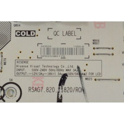 FUENTE DE PODER PARA TV HISENSE ORIGINAL / NUMERO DE PARTE 343524 / RSAG7.820.11820/ROH / 11820-B / CQC13134095636HH / PANEL HD750Y1U72-T0LG / DISPLAY HV750QUB-F91 / MODELO 75A65K - Imagen 3