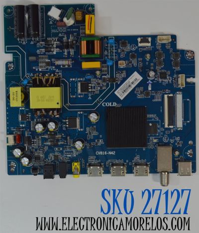 MAIN FUENTE COMBO ORIGINAL NUEVA PARA TV HKPRO / JVC / ROKU TV FHD / NUMERO DE PARTE 02-3MT816A40-J02T / CV816-N42 / V8-MR16K01-LF1V1352 / IDF981909E / 7.D816N4212000.3A6 / 088-P2K5519A0 / CQC17134172152 / MODELO HKP40R02 / SI40FR