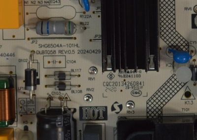 FUENTE DE PODER PARA TV INSIGNIA ORIGINAL NUEVA / NUMERO DE PARTE 81-PBE151-H225001 / SHG6504A-101HL / DLBT058 REV:0.5 / SHG6504A-101HLB / CQC20134260841 / E241103 / 20240429 / MODELO NS-75F501NA25 - Imagen 3