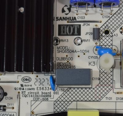 FUENTE DE PODER ORIGINAL NUEVA PARA TV PHILIPS / NUMERO DE PARTE 81-PBE131-H160001 / SHG6504A-101H / DLBB500 / SHG6504A29-101HA / SHG6504A / DLBB500 REV:0.5 / E56334 / CQC14134104969 / 20200416 / MODELO 65PUL6653 / 65PUL6653/F8 - Imagen 3