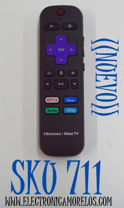 CONTROL ORIGINAL NUEVO PARA TV HISENSE ROKU TV / CON COMANDO DE VOZ / NUMERO DE PARTE HU-RCRUS-22W / RC-EL5 / TC2-R1028 / RC017C-T2-04 1-4 / RC017C-T2-04