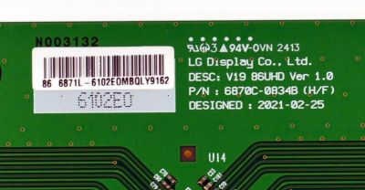 T-CON ORIGINAL PARA TV LG / NUMERO DE PARTE 6871L-6102E / 6870C-0834B / V19 86UHD VER 1.0 / 6102E / PANEL NC860TQF-AAKH9 / DISPLAY LC860DQR (SR)(A1) / MODELO 86UQ7070ZUD / 86UQ7070ZUD.BUSYFKR - Imagen 2