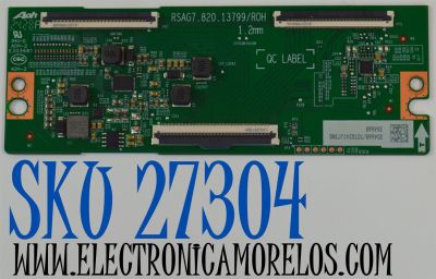 T-CON ORIGINAL PARA TV HISENSE / NUMERO DE PARTE 354668 / RSAG7.820.13799/ROH / TCTG247J73ND / PANEL JHD550H1U62-T0LA / DISPLAY PT550GT08-1 VER.1.0 /  BOARD PT550GT08-1-XL-1 / PT550GT08-1-XR-1 / MODELO 55R6030N