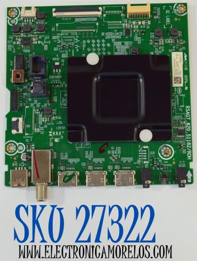 MAIN ORIGINAL PARA TV HISENSE 4K UHD HDR ROKU TV/ NUMERO DE PARTE 402576 / RSAG7.820.51182/ROH / 75A51HUR(0005) / 402575 / N24244M / PANEL HD750H1U71-T0L4K1\ROH  / DISPLAY HV750QUB-F92 / MODELO 75R6E5