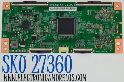 T-CON ORIGINAL PARA TV LG / NUMERO DE PARTE 34291100DM2A / ST9751D01-4-C-1 / D634239A0F-A / 34291100DM2A11 / PANEL LVU980C0DAN / DISPLAY ST9751D01-4 VER.2.2 / MODELO 98UT9000PUA.CUSCKH