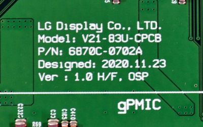 T-CON ORIGINAL PARA TV LG / NUMERO DE PARTE 6871L-4399B / 6870C-0702A / V21-83U-CPCB / 4399B / L830AQG (LQ)(B1) / DB807F / H31072T / D8EL32003417B10 / PANEL LE830AQG (LQ)(B1) / MODELO OLED83G3PUA / OLED83G3PUA.BUSYLJR - Imagen 3