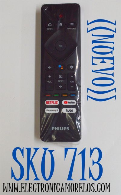 CONTROL REMOTO ORIGINAL NUEVO PARA TV PHILIPS / ANDROID TV / CON COMANDO DE VOZ / NUMERO DE PARTE S4X-RF439B / 6733A-RF439B / RF439B / URMT26CND005 / 135439B005 / 00006344 / RF402A-T1-03 / MODELO 50PUL7552/F7