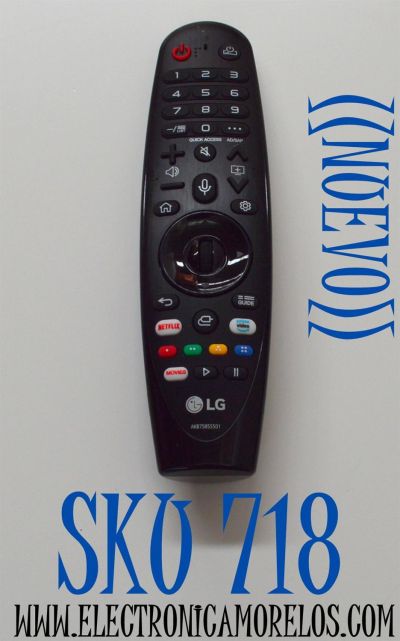 CONTROL REMOTO MAGIC ORIGINAL PARA TV LG / CON COMANDO DE VOZ / NUMERO DE PARTE AKB75855501 / MR20GA / 2703H-MR20GA / BEJMR20GA / MR20 / RCPLGMR19-1262 / R-C-LGE-MR20GA / MODELO 86NANO90 / 75UN8570 / 65NANO97 / 55NANO91 / 49UN73006 / 43UN7190 / OLED55