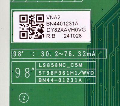 LED DRIVER ORIGINAL PARA TV SAMSUNG / NUMERO DE PARTE BN44-01231A / L98S8NC_CSM / ST98P361H1/WVD / BN4401231A / PANEL CY-TC098FKEV1H / DISPLAY HV980QUB-S1A / BOARD 100418278C0699A / 47.6004707 / 100418281C0699A / MODELO QN98Q80CDFXZA BA02 - Imagen 3