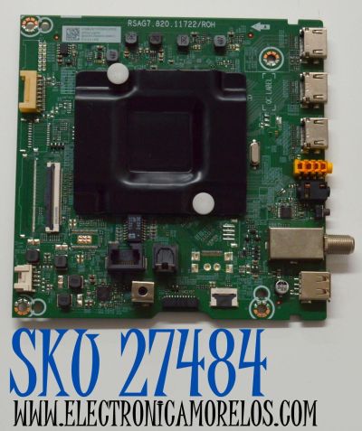 MAIN ORIGINAL PARA TV HISENSE / NUMERO DE PARTE 415880 / RSAG7.820.11722/ROH / 85A53HUR(0002) / 409941 / PANEL HD850H1U51-TAL6B1\ROH / DISPLAY T850QVN03.4 / MODELO 85"
