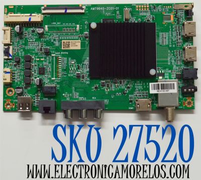 MAIN ORIGINAL PARA TV ONN ROKU 4K UHD HDR / NUMERO DE PARTE 515CT9640M10 / AMT9640-ZC01-01 / M10/1725-01785 / 2010141639 / M24160-MT / DISPLAY V850DJ2-Q01 / MODELO 100150805 85"