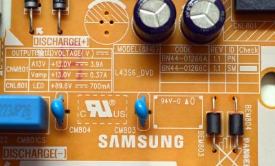 FUENTE DE PODER ORIGINAL PARA TV SAMSUNG / NUMERO DE PARTE BN44-01266C / L43S6_DVD / BN4401266C / PANEL CY-BD043HGAV2H / T430QVN03.P / BN96-52434B / MODELO UN43DU7200DXZA / UN43DU7200DXZA AB06 / UN43DU7200BXZA XB01 - Imagen 2