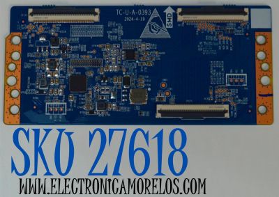 T-CON ORIGINAL PARA TV ONN / NUMERO DE PARTE TC-U-A-0393 / 18124210034 / 2E20137A0 / A2H42U7 / PANEL C500Y19-5C / DISPLAY PT500GT04-1 VER.1.1 / MODELO 100012585 50"