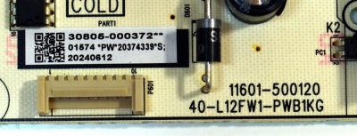 FUENTE DE PODER ORIGINAL PARA TV TCL / NUMERO DE PARTE 30805-000372 / 11601-500120 / 40-L12FW1-PWB1KG / 20374339 / PANEL LVU500NDEL / DISPLAY CV500U2-L02 REV:01 / BOARD CV500U2-L02-XR-1 / CV500U2-L02-XL-1 / MODELO 50S451 - Imagen 2