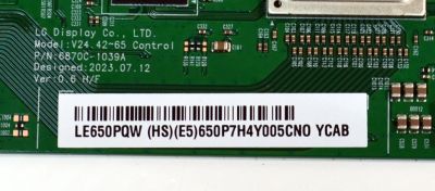 T-CON ORIGINAL PARA TV LG / NUMERO DE PARTE 6871L-7642A / 6870C-1039A / LE650PQW (HS)(E5) / 7642A / MODELO OLED65C4AUA / OLED65C4AUA.DUSQLJR - Imagen 2