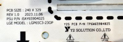 FUENTE DE PODER ORIGINAL PARA TV LG / NUMERO DE PARTE EAY65904025 / LGP65C3-23OP / TP6W65904025 / 65904025 / MODELO OLED65C4AUA - Imagen 3