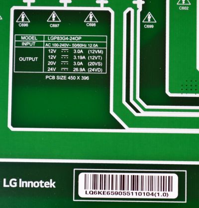 FUENTE DE PODER ORIGINAL PARA TV LG / NUMERO DE PARTE EAY65905511 / LGP83G4-24OP / EPCB89CC2A / 3PCR03373A / 65905511 / MODELO OLED83G4WUA / OLED83G4WUA.BUSYLJR - Imagen 3