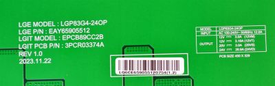 SUB FUENTE DE PODER ORIGINAL PARA TV LG / NUMERO DE PARTE EAY65905512 / LGP83G4-24OP / EPCB89CC2B / 3PCR03374A / 65905512 / MODELO OLED83G4WUA / OLED83G4WUA.BUSYLJR - Imagen 2