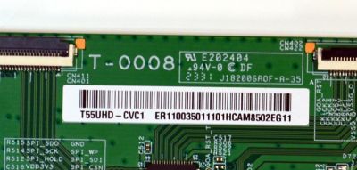 T-CON ORIGINAL PARA TV ROKU SELECT SERIES / NUMERO DE PARTE T55UHD-CVC1 / T-0008 / ER110035011101 / HCAM8502EG11 / DISPLAY ST5461D18-2 VER.2.1 / BOARD CSU05-XR-1 / CSU05-XL-1 / MODELO 55R4A5X - Imagen 2