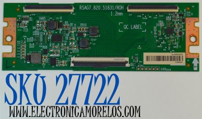 T-CON ORIGINAL PARA TV HISENSE / NUMERO DE PARTE 430553 / RSAG7.820.51831/ROH / H41802PNX39A1 / PANEL PANEL HD425Y1U53-T0LHK\ROH / DISPLAY T430QVN04.1 / MODELO 43QD65QFC