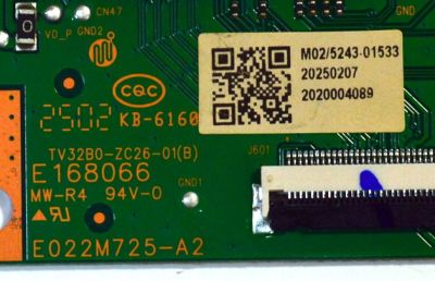 T-CON ORIGINAL PARA TV ONN / NUMERO DE PARTE 513C32B0M02 / TV32B0-ZC26-01(B) / E022M725-A2 / 303C32B0232 / M02/5243-01533 / 2020004089 / PANEL V320BJ9-Q01 / DISPLAY V320BJ9-Q01 REV.C1 / MODELO 100012589 32" / VHD32M-0810 - Imagen 2