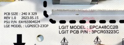 FUENTE DE PODER ORIGINAL PARA TV LG / NUMERO DE PARTE EAY65904024 / LGP65C3-23OP / EPC48CC2B / 3PCR03223C / 65904024 / MODELO OLED65C3AUA / OLED65C3AUA.DUSQLJR - Imagen 2