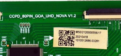 T-CON ORIGINAL PARA TV ONN / NUMERO DE PARTE 513C4953M50 / CCPD_80PIN_GOA_UHD_NOVA V1.2 / M50/2120000556/17 / 1010512686-03281 / PANEL BOEA500WH1 / DISPLAY CC500PV5D VER.17 / MODELO 100012585 50" - Imagen 2
