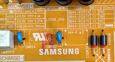 FUENTE DE PODER ORIGINAL PARA TV SAMSUNG / NUMERO DE PARTE L55S6DVDXX / L55S6_DVD /  PANEL CY-BD055HGCV2H / DISPLAY PT550GT04-1 VER.1.0 / MODELO UN55DU7200BXZA / UN55DU7200BXZA XC05 - Imagen 3