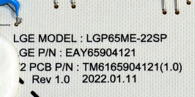 FUENTE DE PODER ORIGINAL PARA TV LG / NUMERO DE PARTE EAY65904121 / LGP65ME-22SP / 65904121 / PANEL NC650QQB-ABLH1 / DISPLAY HV650QUB-E9E / BOARD HV650QUB_XPCB_R1/S2 / 47-6002907 / HV650QUB_XPCB_L1/S3 / 47-6002905 / MODELO 65QNED85AQA /65QNED85AQA.BUSGLJR - Imagen 3