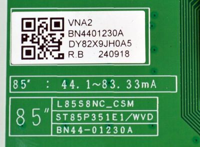 LED DRIVER ORIGINAL PARA TV SAMSUNG / NUMERO DE PARTE BN44-01230A / L85S8NC_CSM / ST85P351E1 / WVD / BN4401230A / PANEL CY-TD085FKAV2H / DISPLAY T850QVN04.4 / BN96-58274A / MODELO QN85Q80DDFXZA - Imagen 3