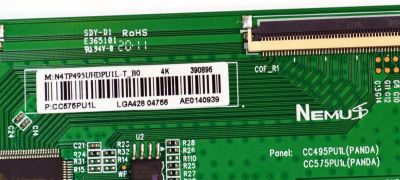 T-CON ORIGINAL PARA TV RCA / NUMERO DE PARTE N4TP495UHDPU1L-T / CC575PUIL / CC495PU1L / N4TP495UHDPU1L-T_B0 / 390895 / AE0140939 / PANEL CC575PU1L / DISPLAY CC575PU1L 01 / MODELO RHOS581SM-D - Imagen 2