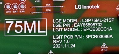 FUENTE DE PODER ORIGINAL PARA TV LG / NUMERO DE PARTE EAY65898702 / LGP75ML-21SP / EPCE30CC1A / 3PCR03086A / 65898702 / PANEL NC750MQB-ABLH9 / DISPLAY HV750QUB-E7F / MODELO 75QNED90UQA / 75QNED90UQA.BUSGLJR - Imagen 3