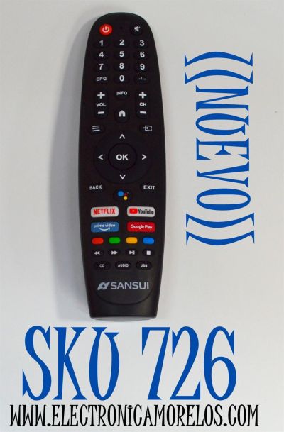 CONTROL REMOTO ORIGINAL NUEVO PARA TV SANSUI / CON COMANDO DE VOZ / NUMERO DE PARTE AN4513 / AN2305292 / AN2304122 / AN2304112 / AN4513-C2-1 / AN4513-C2-2 / AN4513-C1-2