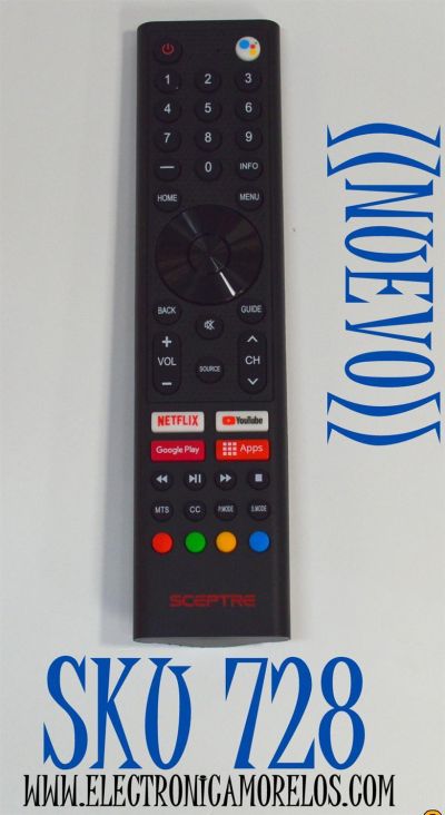 CONTROL REMOTO ORIGINAL NUEVO PARA  SMART TV SCEPTRE / CON COMANDO DE VOZ / NUMERO DE PARTE 61115-00953 / 2204DG013784