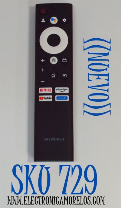CONTROL REMOTO ORIGINAL NUEVO PARA TV SKYWORTH / CON COMANDO DE VOZ / NUMERO DE PARTE N030107 / N030107-002199-001 / HS-8AA / 2ANM3HS8AA / HS-8A22J-07 / Z01010-M201035 / 23165-HS8AA / MODELO 75UD6300